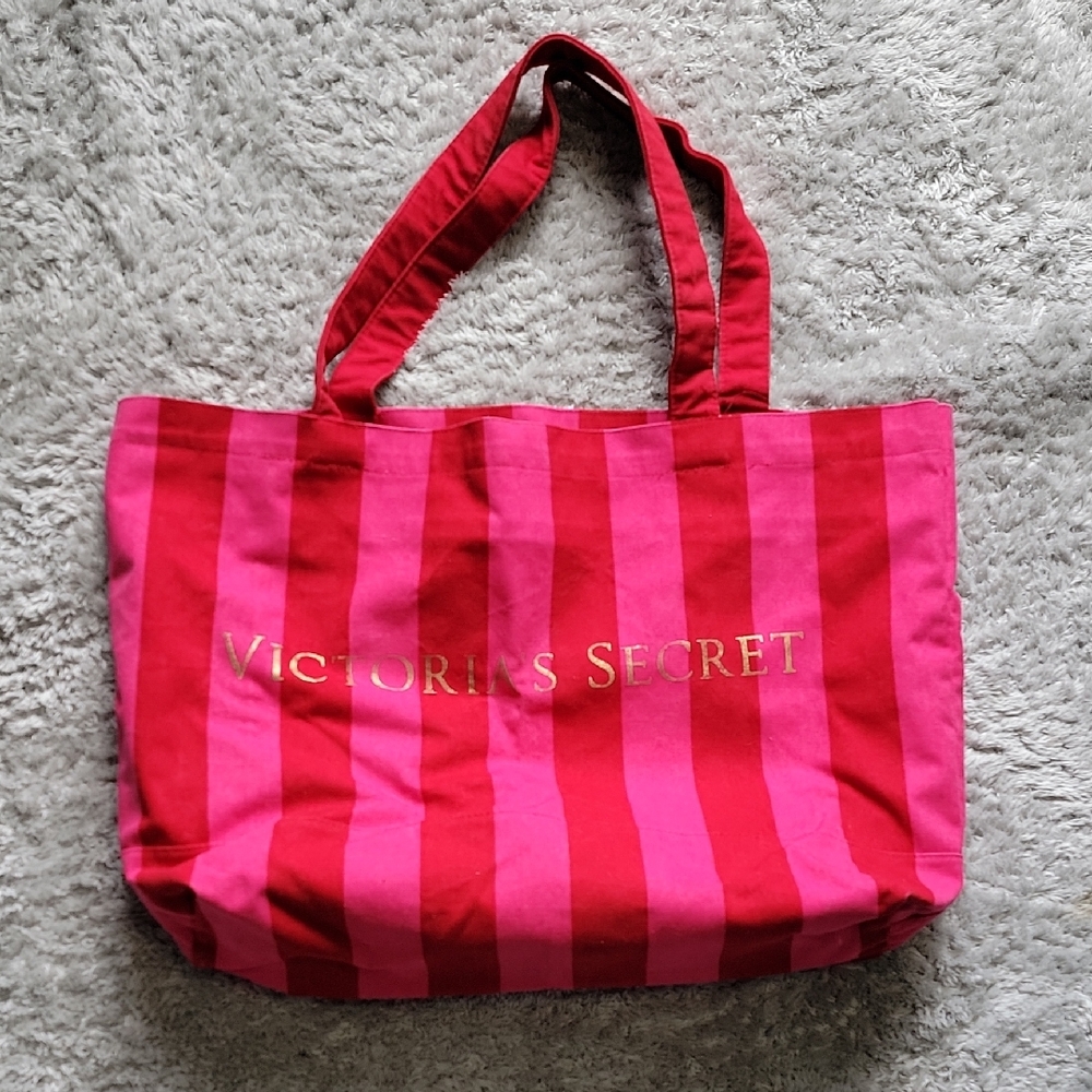 Victoria's Secret Bold Red and Pink Tote Bag